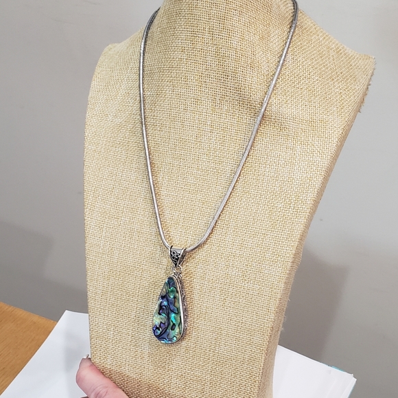 Abalone Shell gemstone, 925 silver, Pendant Necklace - Picture 10 of 12